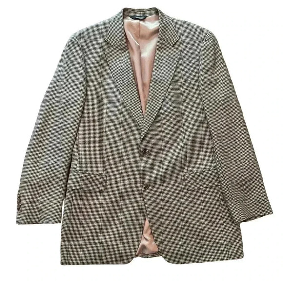 Jos A Bank Wool Silk Mens Houndstooth Blazer Size 42L - Picture 1 of 11